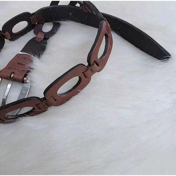 Fossil brown leather link belt wmns sz small - Picture 3 of 3